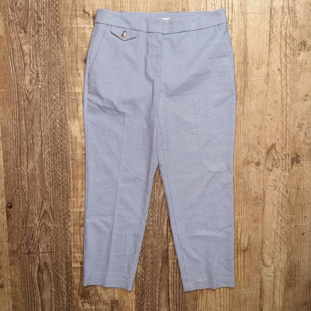 LOFT Cropped Pants Size 8 NWOT  Blue & White Houndstooth Plaid